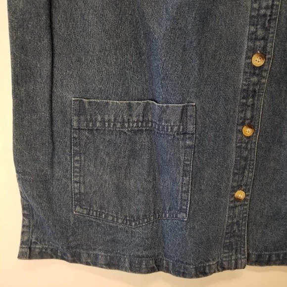 VintageVintage 90's New Denim Vest Women's Long Jean Vest Western Blue Pockets L - Picture 7 of 11